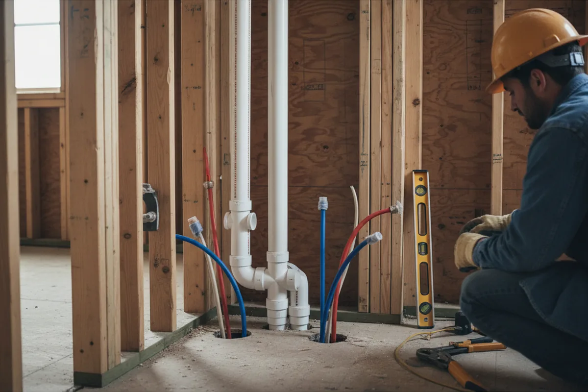 Drain and supply rough-in during Leak Detection in Hays