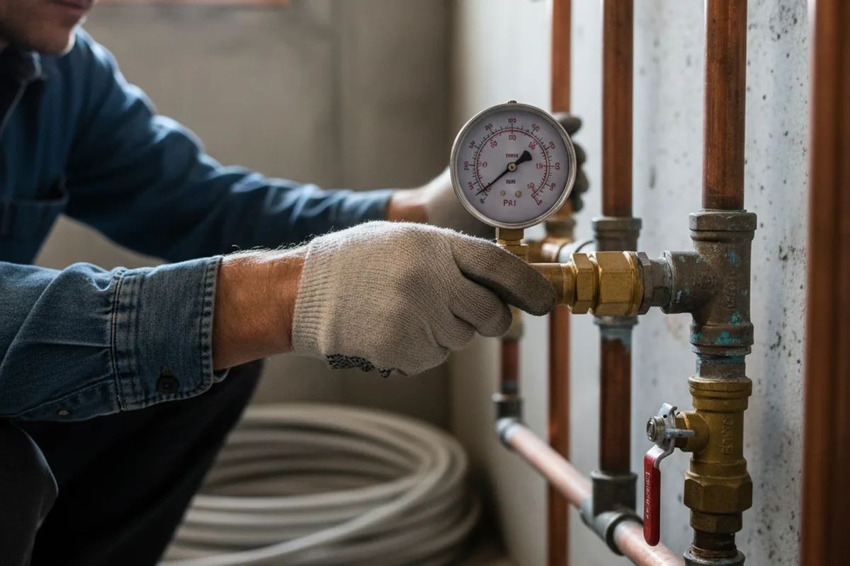 Pressure testing a repaired line during Water Line Repair in Hays